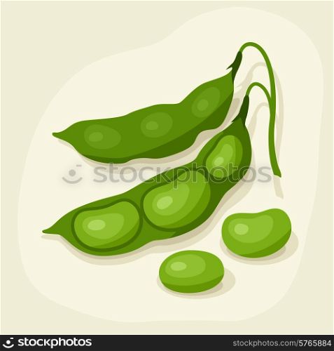 Stylized vector illustration of fresh ripe bean pods.