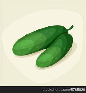 Stylized vector illustration of fresh ripe cucumbers.