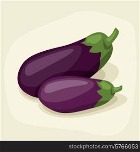 Stylized vector illustration of fresh ripe eggplants.