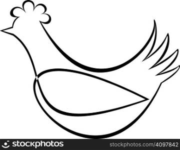 Stylized vector image of hen. Can be used as the designation of products from chicken.