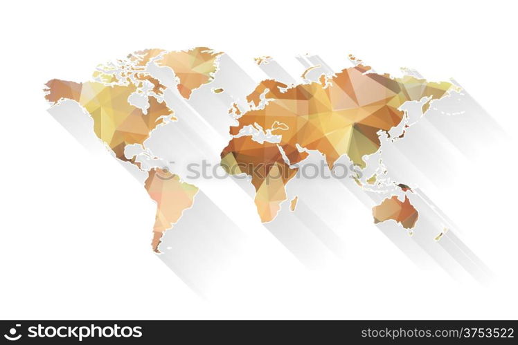 Stylized vector map of world with trendy triangles design. EPS 10 vector illustration