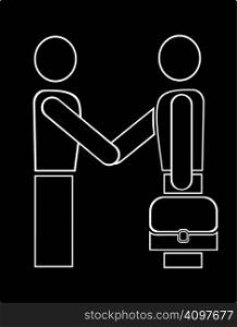 Stylized vector pictogram - handshake, agreement. Two people shaking hands.