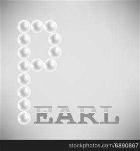 Stylized White Round Pearles Text Isolated on Grey Gradient Background. Stylized White Round Pearles Text