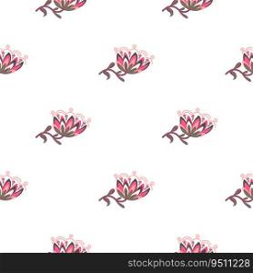 Stylized wildflower seamless pattern. Decorative naive flower botanical background. For fabric design, textile print, wrapping paper, cover. Vector illustration. Stylized wildflower seamless pattern. Decorative naive flower botanical background