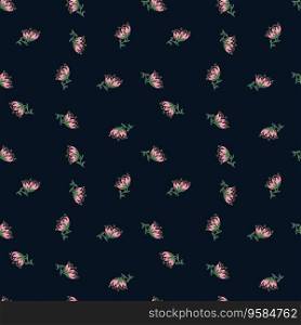 Stylized wildflower seamless pattern. Decorative naive flower botanical background. For fabric design, textile print, wrapping paper, cover. Vector illustration. Stylized wildflower seamless pattern. Decorative naive flower botanical background.