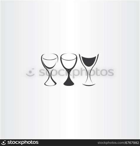 stylized wine glass vector set design logo