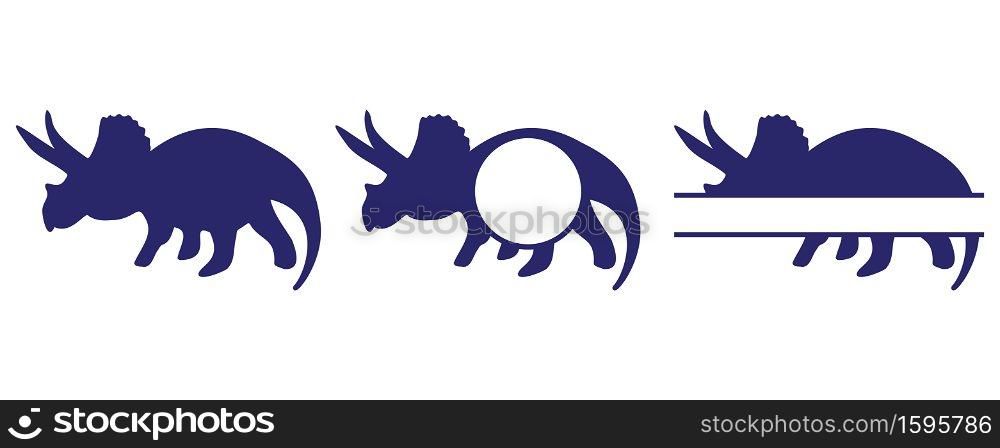 Styracosaurus dinosaur silhouette and cut monogram with s space for name. Isolated on white background vector illustration.. Styracosaurus dinosaur silhouette and cut monogram with s space for name. Isolated on white background.