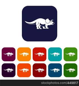 Styracosaurus icons set vector illustration in flat style In colors red, blue, green and other. Styracosaurus icons set flat