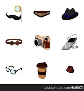Subculture hipsters icons set. Flat illustration of 9 subculture hipsters vector icons for web. Subculture hipsters icons set, flat style