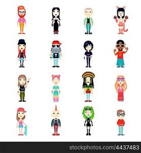 Subcultures Icons Set . Subcultures Icons Set. Subcultures Vector Illustration. Subcultures People Flat Symbols.Subcultures Design Set. Subcultures Isolated Set.
