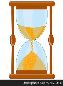 Subject of the old fellow hourglass on white background is insulated. Vector illustration of the subject of the old fellow hourglass