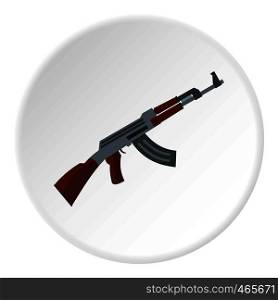 Submachine gun icon in flat circle isolated on white background vector illustration for web. Submachine gun icon circle