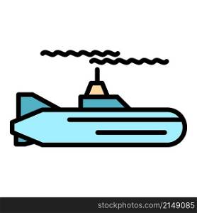 Submarine boat icon. Outline submarine boat vector icon color flat isolated. Submarine boat icon color outline vector