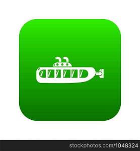 Submarine design icon green vector isolated on white background. Submarine design icon green vector