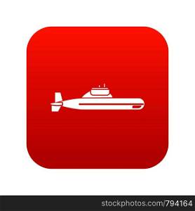 Submarine icon digital red for any design isolated on white vector illustration. Submarine icon digital red
