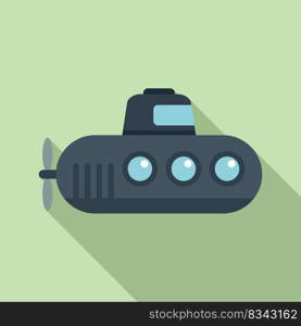 Submarine icon flat vector. Underwater boat. Sea ship. Submarine icon flat vector. Underwater boat