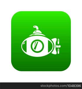 Submarine icon green vector isolated on white background. Submarine icon green vector