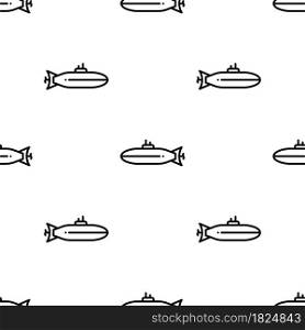 Submarine Icon Seamless Pattern, Under Water Watercraft, Transport Vehicle Vector Art Illustration