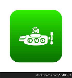 Submarine nautical icon green vector isolated on white background. Submarine nautical icon green vector