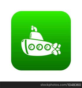 Submarine old icon green vector isolated on white background. Submarine old icon green vector
