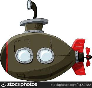 Submarine on a white background, vector illustration