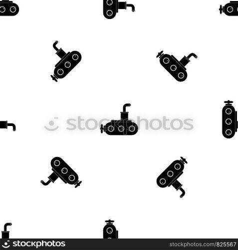 Submarine pattern repeat seamless in black color for any design. Vector geometric illustration. Submarine pattern seamless black