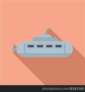 Submarine toy icon flat vector. Cute vehicle. Sea ship. Submarine toy icon flat vector. Cute vehicle