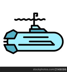 Submarine vessel icon. Outline submarine vessel vector icon color flat isolated. Submarine vessel icon color outline vector