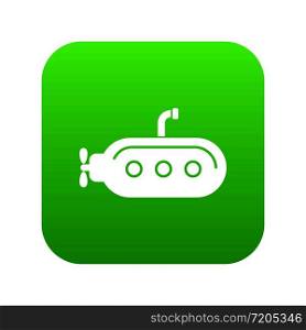 Submarine with periscope icon green vector isolated on white background. Submarine with periscope icon green vector