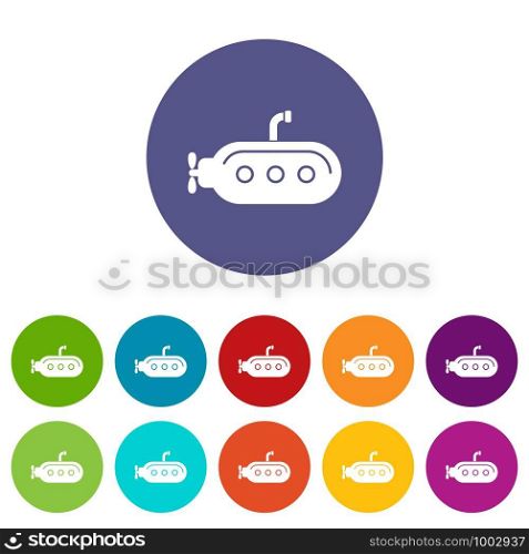 Submarine with periscope icons color set vector for any web design on white background. Submarine with periscope icons set vector color