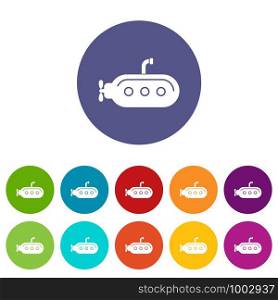 Submarine with periscope icons color set vector for any web design on white background. Submarine with periscope icons set vector color