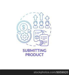 Submitting product concept icon. Co creation type idea thin line illustration. Client rewards for adopted concepts. Reviewing price and appropriateness. Vector isolated outline RGB color drawing. Submitting product concept icon