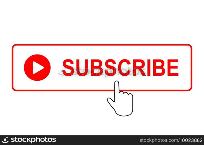 Subscribe button with pointer. Vector illustration . Template for your design. Subscribe button with mouse pointer. 