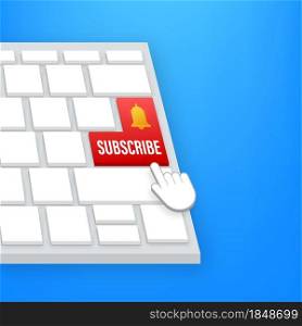 Subscribe with cursor button on keaboard. Internet icon. Pointer click icon. Vector stock illustration. Subscribe with cursor button on keaboard. Internet icon. Pointer click icon. Vector stock illustration.