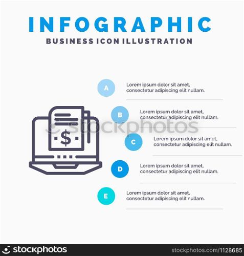 Subscription, Model, Subscription Model, Digital Line icon with 5 steps presentation infographics Background