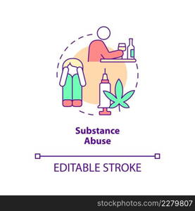 Substance abuse concept icon. Adverse and stressful experience abstract idea thin line illustration. Rough childhood. Isolated outline drawing. Editable stroke. Arial, Myriad Pro-Bold fonts used. Substance abuse concept icon