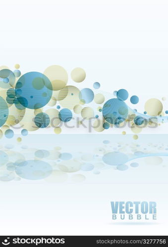 subtle bubble background with wave pattern and reflection