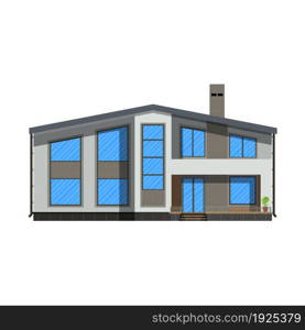 Suburban family house. countrysdie house icon. vector illustration in flat style. Suburban family house.