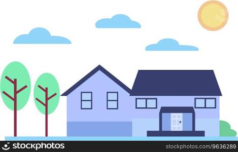 Suburban home on a sunny day for family with yard Vector Image