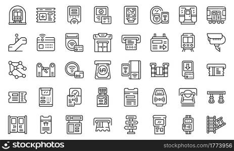 Subway ticket machine icon. Outline subway ticket machine vector icon for web design isolated on white background. Subway ticket machine icon, outline style
