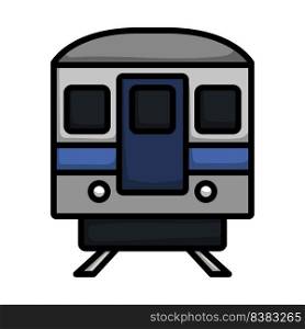 Subway Train Icon. Editable Bold Outline With Color Fill Design. Vector Illustration.