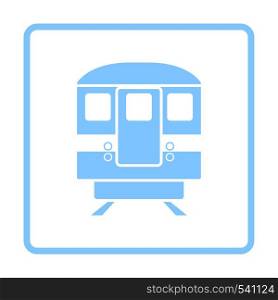 Subway Train Icon Front View. Blue Frame Design. Vector Illustration.