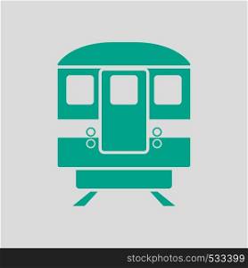 Subway Train Icon Front View. Green on Gray Background. Vector Illustration.