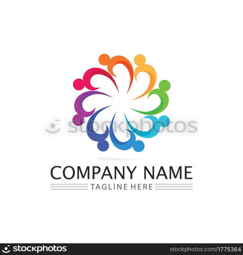 succes people logo team work brand and business logo, vector community, unity colorful and friendship , partner teamwork care logo