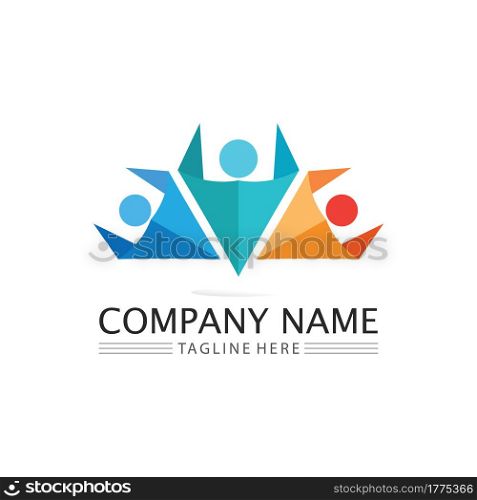 succes people logo team work brand and business logo, vector community, unity colorful and friendship , partner teamwork care logo