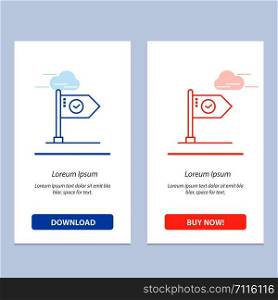 Success, Achieve, Business, Flag, Goal, Mark, Sign Blue and Red Download and Buy Now web Widget Card Template