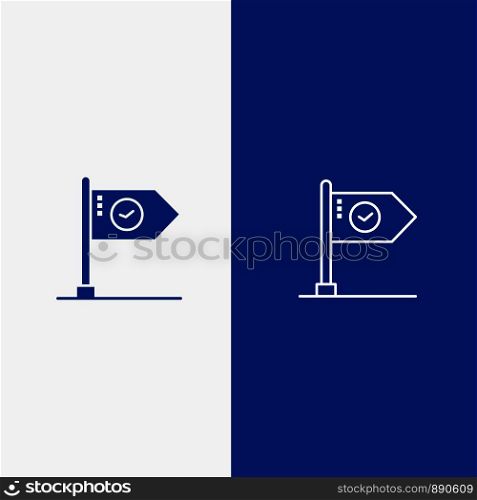 Success, Achieve, Business, Flag, Goal, Mark, Sign Line and Glyph Solid icon Blue banner Line and Glyph Solid icon Blue banner