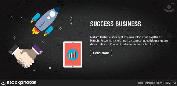 Success business concept banner internet with icons in vector. Web banner template for website, banner internet for mobile design and social media app.Business and communication layout with icons.
