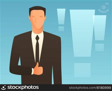 Success business conceptual illustration with businessman. Image for web sites, articles, magazines.