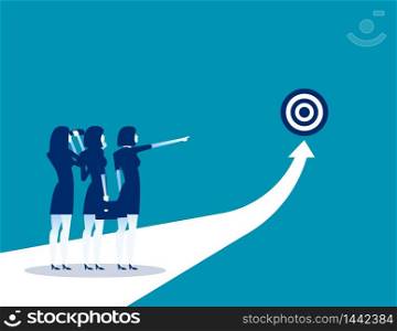 Success. Business team analysis to success. Concept business vector illustration, Flat business cartoon design, Arrow.